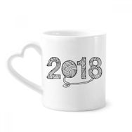 Dıythinker 340 ml Kalp Saplı Yün Top 2018 Happy New Year Kahve Kupaları Seramik Kupa