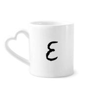 Dıythinker 340 ml Kalp Saplı Yunan Alfabe Epsilon Siyah Siluet Kahve Kupaları Seramik Kupa