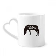 Dıythinker 340 ml Kalp Saplı Zebra Siyah ve Beyaz Hayvan Kahve Kupaları Çömlekçilik Seramik Kupa