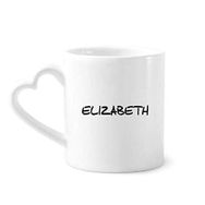 Dıythinker 340 ml Özel El Yazısı İngilizce İsim Elızabeth Seramik Kalp Saplı Kupa