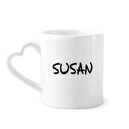 Dıythinker 340 ml Özel El Yazısı İngilizce İsmi Susan Seramik Kalp Saplı Kupa