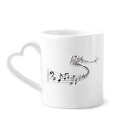 Dıythinker 340 ml Şarkı Müzik Skoru Melodi Klasik Seramik Kalp Saplı Kupa
