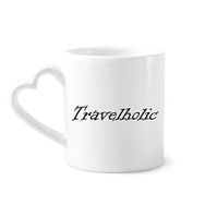 Dıythinker 340 ml Şık Kelime Seyahat Eden Seramik Kalp Saplı Kupa