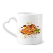 Dıythinker 340 ml Şükran Günü Türkiye Desenli Seramik Kalp Saplı Kupa