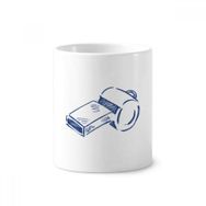 Dıythinker 350 ml 9x8 cm Beyaz Çizgi Film Futbol Düdüğü Mavi Futbol Seramik Kupa