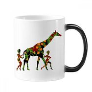 Dıythinker 350 ml Afrika Aborijin Siyah Kadın Zürafa Değişen Renk Kupa