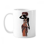 Dıythinker 350 ml Afrika Savanna Siyah Kadın Aborijin Elbiseleri Klasik Kupa