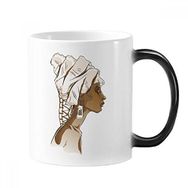 Dıythinker 350 ml Afrika Siyah Kadın Aborijin Başörtüsü Sanat Değişen Renk Kupa