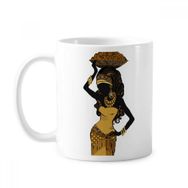 Dıythinker 350 ml Afrika Siyah Kadın Aborijin Elbiseleri Klasik Kupa Beyaz Çömlekçilik Seramik Kupa
