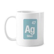 Dıythinker 350 ml Ag Gümüş Kimyasal Element Bilim Klasik Beyaz Çömlekçilik Seramik Saplı Kupa