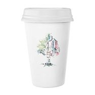 Dıythinker 350 ml Ağaç Yapısı Çapraz Kalabalık Suluboya Resim Klasik Beyaz Çömlek Seramik Kupa