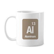 Dıythinker 350 ml Al Alüminyum Kimyasal Element Chem Klasik Beyaz Çömlekçilik Seramik Saplı Kupa