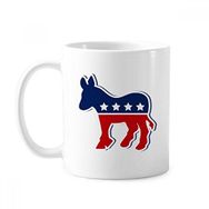 Dıythinker 350 ml America Amerika Birleşik Devletleri Eşek Amblemi Demokrat Parti Klasik Beyaz Çömlek Seramik Tutacaklı Kupa
