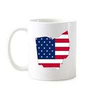 Dıythinker 350 ml Amerika Amerika Amerika Amerika Birleşik Devletleri Ohio Kartı Amerikan Bayrağı Bayrak Biçimi Klasik Kupa Beyaz Seramik Seramik Kap Saplı