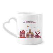 Dıythinker 350 ml Amsterdam Düz Kent Simgesi Kupaları Çömlekçilik Seramik Kupa