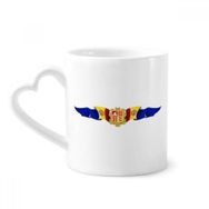 Dıythinker 350 ml Andorra Bayrağı Ulusal Amblem Kupaları Seramik Kupa
