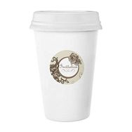 Dıythinker 350 ml Antik Gül Bitki Çiçek Desenli Klasik Kupa Beyaz Çömlekçilik Seramik Kupa