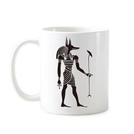 Dıythinker 350 ml Antik Mısır Kültürü Siyah Beyaz Anubis Totem Fresko İllüstrasyon Desen Klasik Kupa