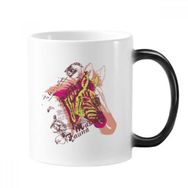 Dıythinker 350 ml Art Zebra Çiçek Sarı Pembe Değişen Renk Kupa