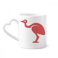 Dıythinker 350 ml Avustralya Devekuşu Retro Stil Kırmızı İllüstrasyon Kupaları Seramik Kupa