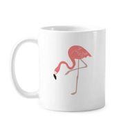 Dıythinker 350 ml Ayakta Duran Flamingo Desenli Klasik Beyaz Çömlekçilik Seramik Saplı Kupa