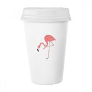 Dıythinker 350 ml Ayakta Duran Flamingo Desenli Klasik Kupa Beyaz Çömlekçilik Seramik Kupa