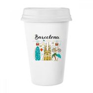 Dıythinker 350 ml Barcelona İspanyol Sagrada Familia Klasik Kupa Beyaz Çömlekçilik Seramik Kupa