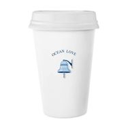Dıythinker 350 ml Bell Ocean Love Sea Sailing Pattern Klasik Kupa Beyaz Çömlekçilik Seramik Kupa