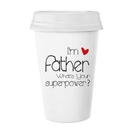 Dıythinker 350 ml Best Papa I'm A Father What's Your Superpower Klasik Beyaz Çömlek Seramik Kupa