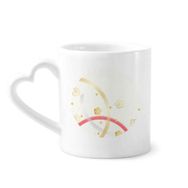 Dıythinker 350 ml Beyaz Sakura Geometri Çiçek Desenli Kupaları Seramik Kupa