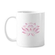 Dıythinker 350 ml Bitki Çiçeği Lotus Çiçeği Pembe Desenli Klasik Kupa Beyaz Çömlekçilik Seramik Kupa