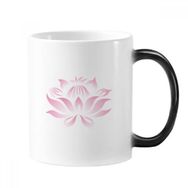 Dıythinker 350 ml Bitki Çiçek Lotus Çiçeği Pembe Desen Değişen Renk Değiştiren Isıya Duyarlı Saplı Kupa