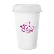 Dıythinker 350 ml Bitki Çiçek Pembe Lotus Çiçeği Klasik Kupa