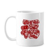 Dıythinker 350 ml Blessing Kağıt Kesim Çiçek Kuş Balık Klasik Beyaz Çömlekçilik Seramik Saplı Kupa