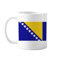 Dıythinker 350 ml Bosna Hersek Ulusal Bayrağı Ülke Klasik Beyaz Çömlek Seramik Saplı Kupa