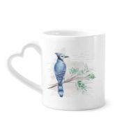 Dıythinker 350 ml Branch Yaprak Mavi Papağan Kupaları Seramik Kupa