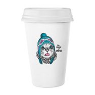 Dıythinker 350 ml Cat Head The Taste Of Snow Cat Protect Hayvan Evcil Hayvan Klasik Beyaz Çömlek Seramik Kupa
