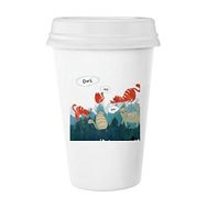 Dıythinker 350 ml Cat Talking Owl Protect Animal Pet Lover Klasik Beyaz Çömlekçilik Seramik Kupa