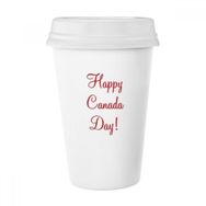 Dıythinker 350 ml Celelbrate Happy Canada Day Akçaağaç Yaprağı Basit Çizgi Çizim Klasik Beyaz Çömlek Seramik Kupa