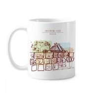 Dıythinker 350 ml Chichen Itza Meksika Antik Medeniyet Çizimi Klasik Beyaz Çömlek Seramik Saplı Kupa