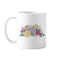 Dıythinker 350 ml Chrysanthemum yeşil bitki çiçek klasik kupa beyaz seramik seramik kase saplı
