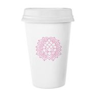 Dıythinker 350 ml Çiçek Bitki Lotus Yaprağı Lotus Çiçeği Klasik Beyaz Çömlekçilik Seramik Kapaklı Kupa