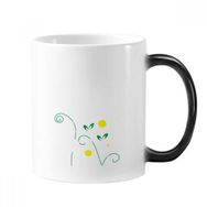 Dıythinker 350 ml Çiçek Bitkileri Yeşil Yapraklar Petal Değişen Renk Şekil Değiştiren Isıya Duyarlı Saplı Kupa