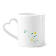 Dıythinker 350 ml Çiçek Bitkileri Yeşil Yapraklar Petal Seramik Kalp Saplı Kupa