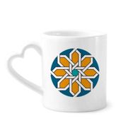 Dıythinker 350 ml Çiçek Fas Stili Soyut Geometri Seramik Kalp Saplı Kupa
