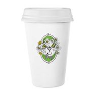 Dıythinker 350 ml Çiçek Fiyonklu Kedi Kafası Hayvan Hayvan Hayvan Sevgili Klasik Beyaz Çömlek Seramik Kupa