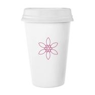 Dıythinker 350 ml Çiçek Yaprağı Bitki Çiçek Desenli Klasik Beyaz Çömlekçilik Seramik Kapaklı Kupa