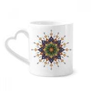 Dıythinker 350 ml Çiçek Yaprağı Çerçeve Paralel Tekrarlı Desenli Seramik Kalp Saplı Kupa