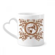 Dıythinker 350 ml Çiçek Yaprağı Modern İllüstrasyon Desenli Seramik Kalp Saplı Kupa