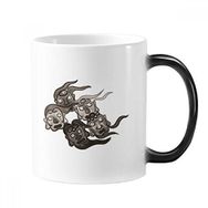 Dıythinker 350 ml Çin Mürekkep Stili Beş Goblin Değişen Renk Değiştiren Isıya Duyarlı Saplı Kupa